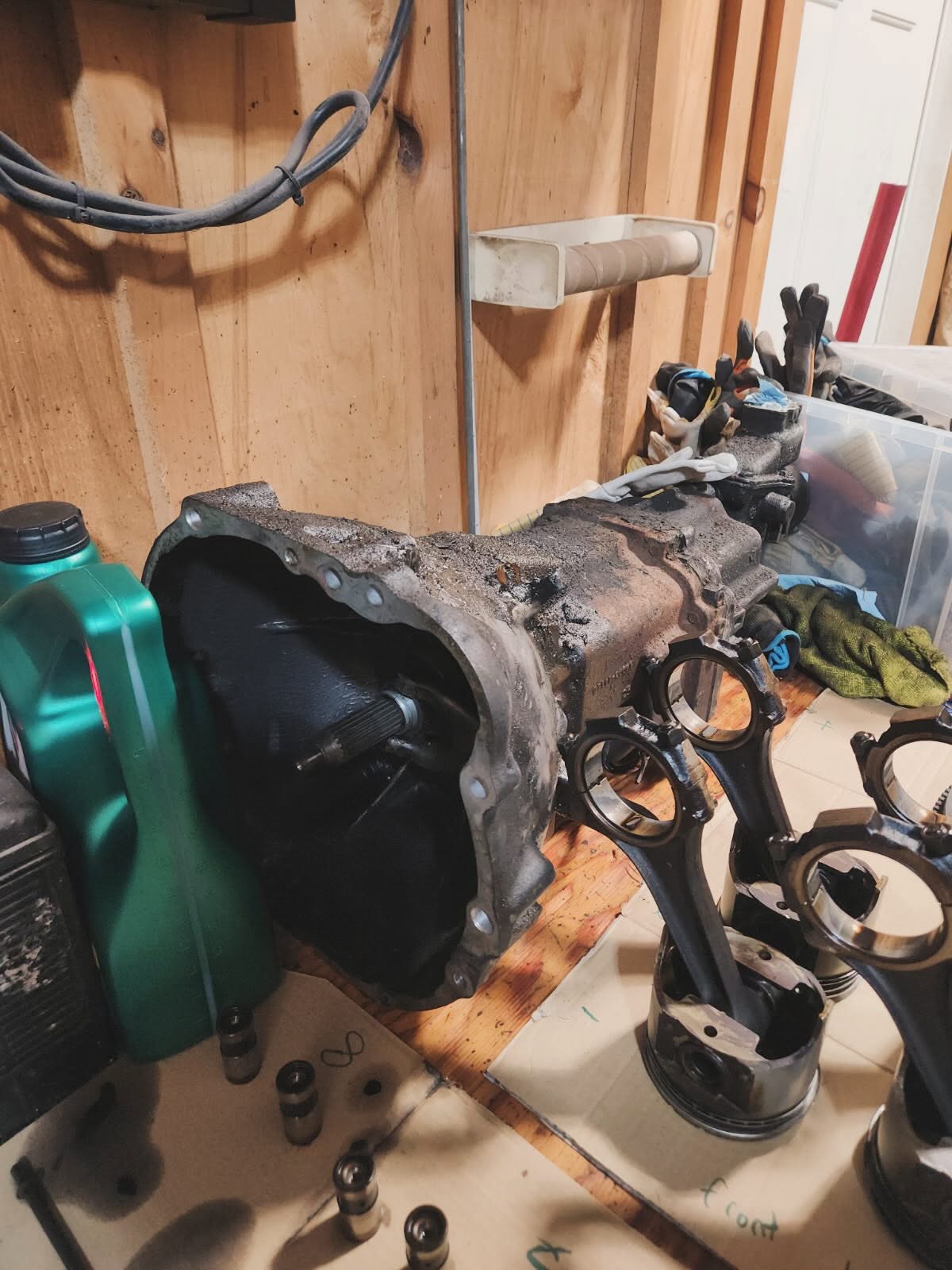 Complete performance engine and wiring assembly on a stand