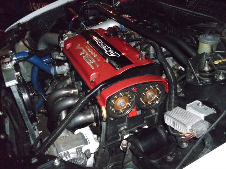 Red turbocharged engine detail